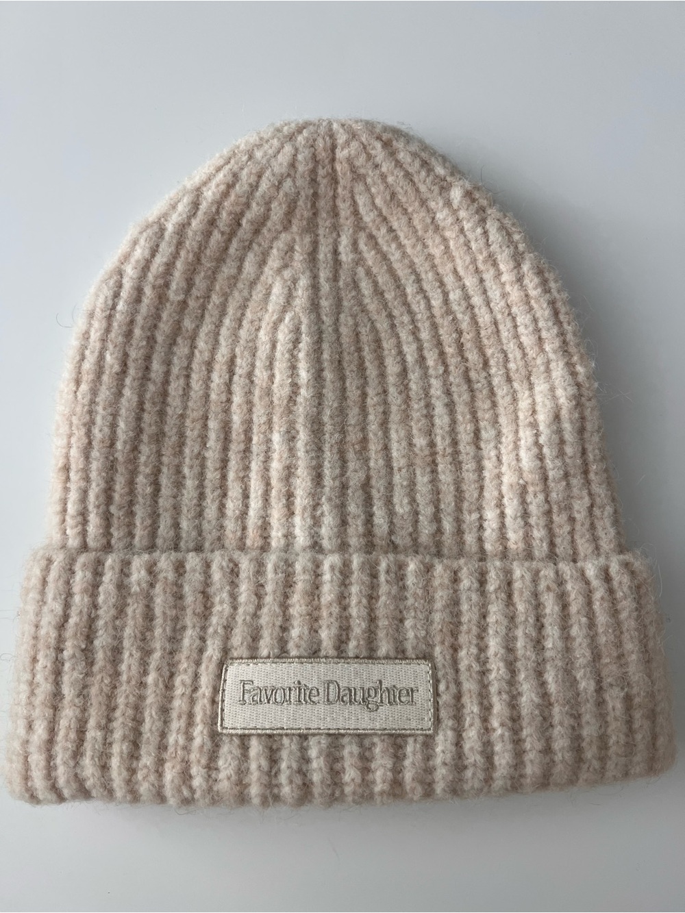 Favorite Daughter Ribbed Beanie Hat in Crème